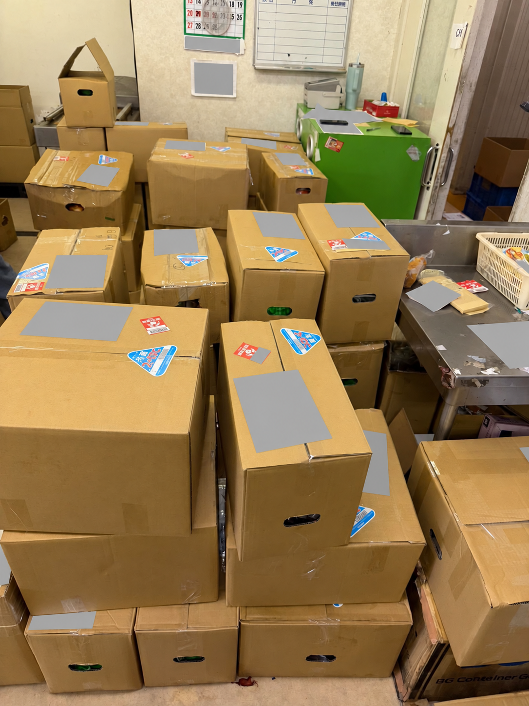 Cartons prepared for dispatch